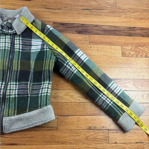 Free People Plaid Green & Brown zip up Jacket Size Small Petite - Picture 6 of 12